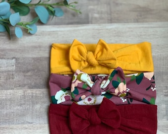 Baby Turban Headbands, Baby Girl Headband, Knot Bow Headband, Baby Bows, Newborn Headband, Knit Baby Headband, Newborn Girl, Newborn Bows