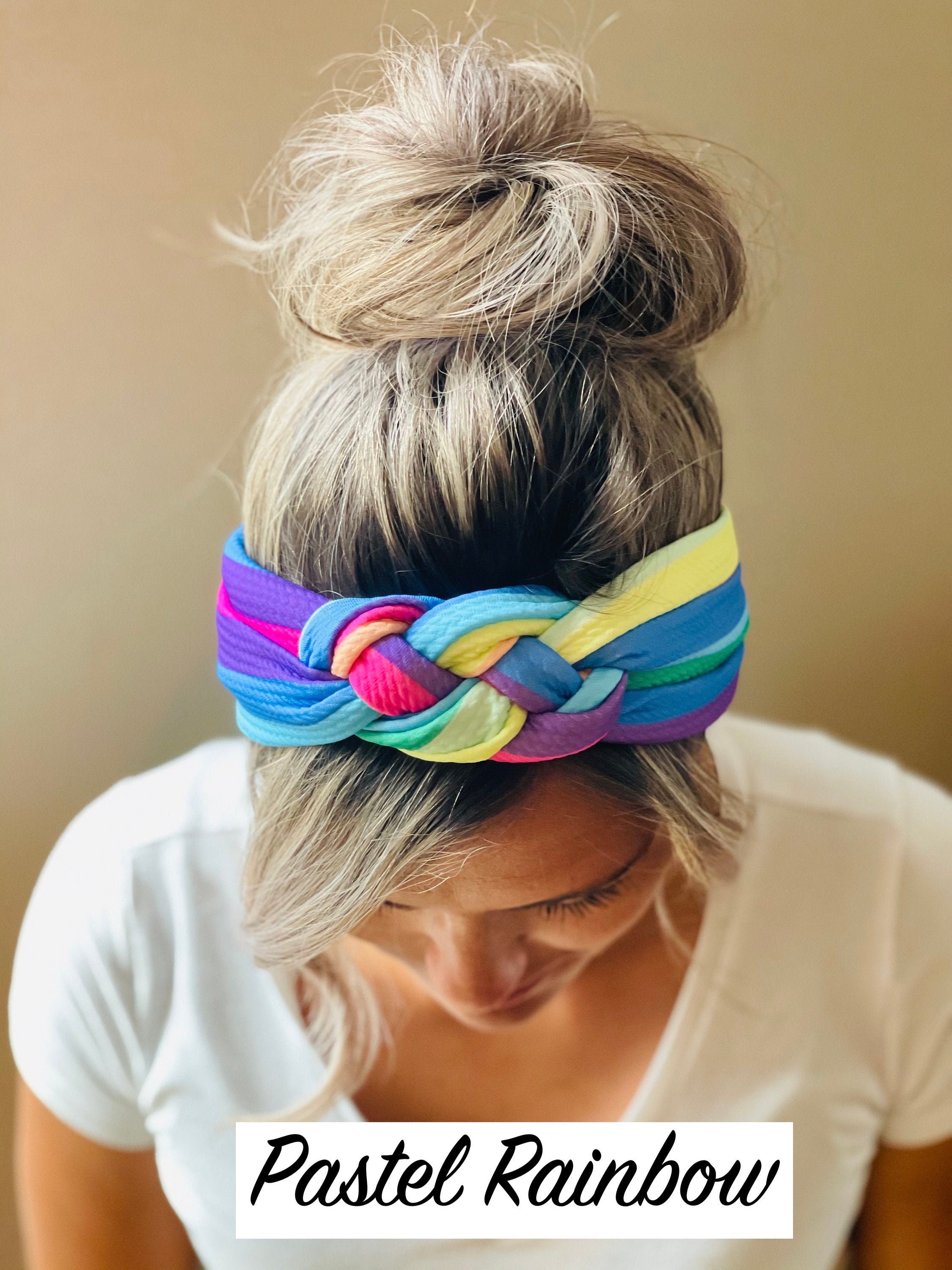 Rainbow Stripe Chunky Sailor Knot Headband, Gay Pride Adult Soft and …