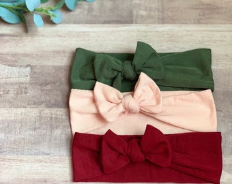 Baby Turban Headbands, Baby Girl Headband, Knot Bow Headband, Baby Bows, Newborn Headband, Knit Baby Headband, Newborn Girl, Newborn Bows