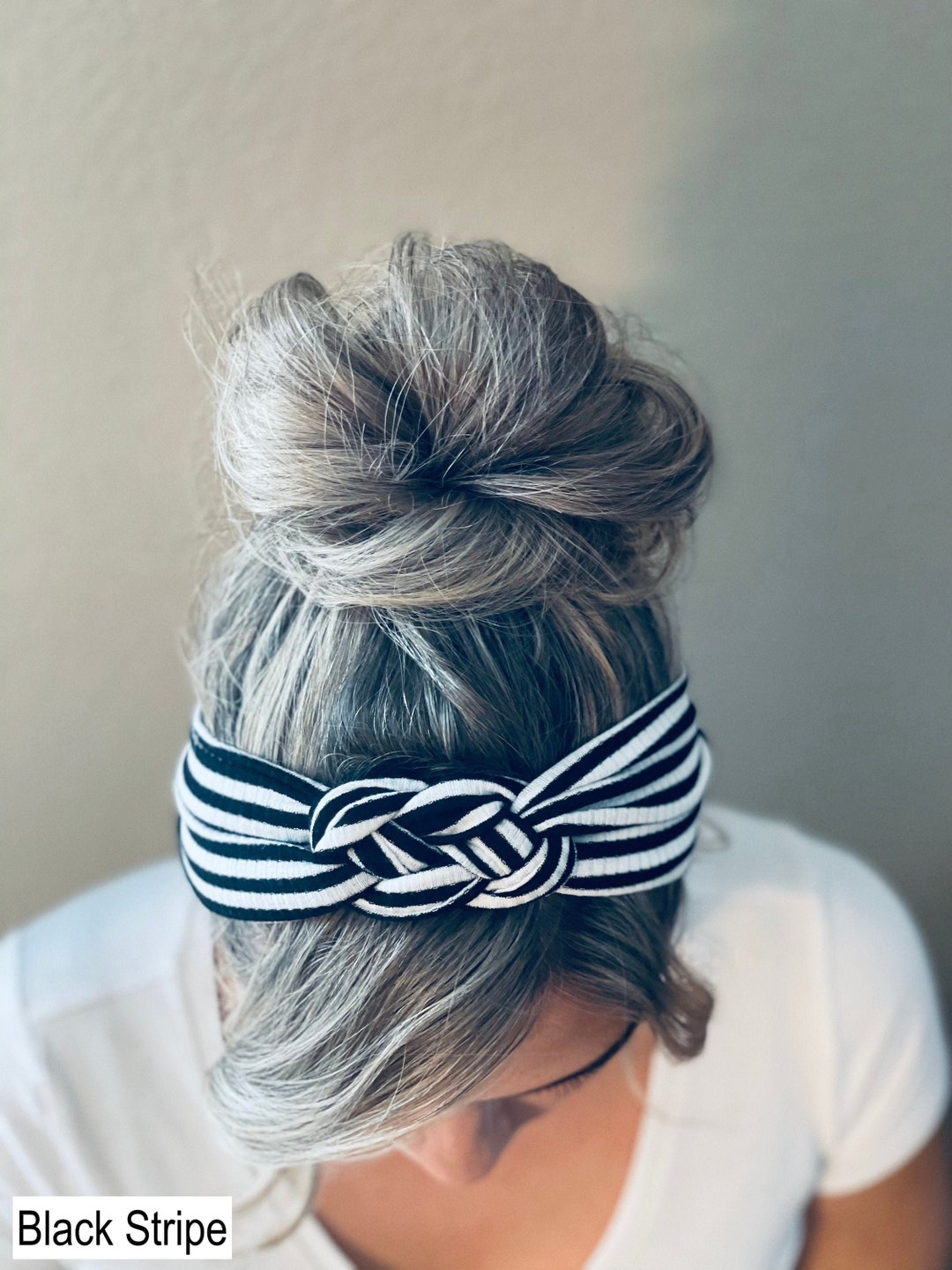 Striped Chunky Sailor Knot Headband, Adult Soft and Stretchy Turban