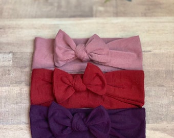 Baby Turban Headbands, Baby Girl Headband, Knot Bow Headband, Baby Bows, Newborn Headband, Knit Baby Headband, Newborn Girl, Newborn Bows