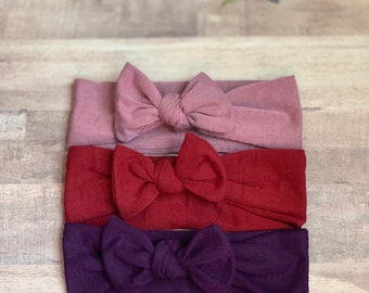 Baby Turban Headbands, Baby Girl Headband, Knot Bow Headband, Baby Bows, Newborn Headband, Knit Baby Headband, Newborn Girl, Newborn Bows