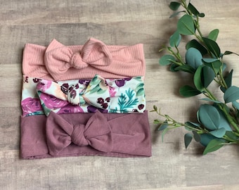 Baby Turban Headbands, Baby Girl Headband, Knot Bow Headband, Baby Bows, Newborn Headband, Knit Baby Headband, Newborn Girl, Newborn Bows