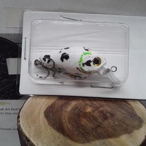 Custom Painted 1.5 inch Crank Bait " WHITE/SPOT " Fishing Lure