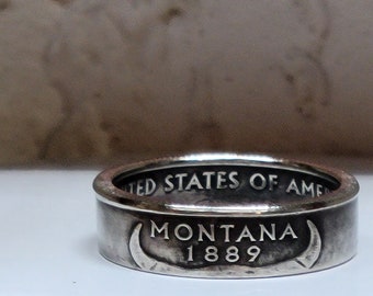 MONTANA - Anello con moneta da un quarto di stato misura 9