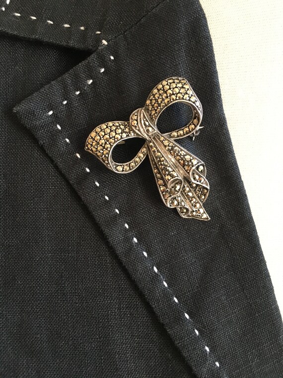 Boxed Gift Vintage Solid Silver Marcasite, Keepsa… - image 9