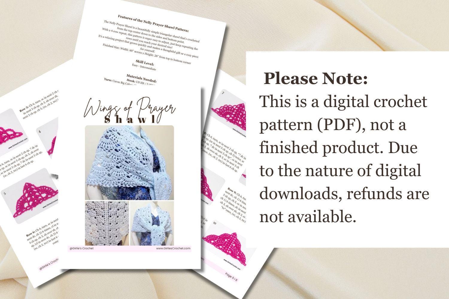 Wings of Prayer Shawl Crochet Pattern | Easy Triangular Shawl (PDF) - Etsy