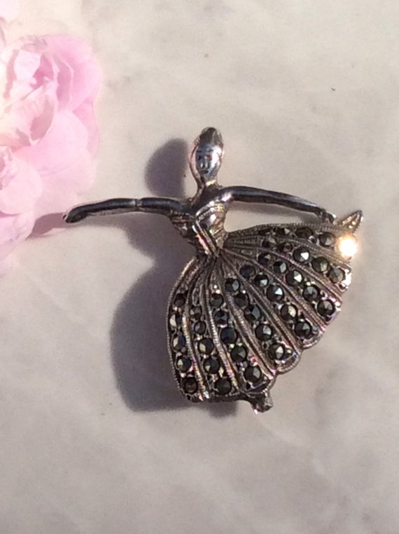 Antique Vintage Ballerina Silver Brooch - 1950’s