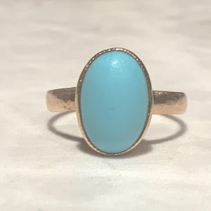 Antique 15ct Gold Turquoise Glass Solitaire Ring