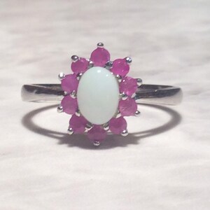 Vintage Ruby Opal Silver Ring Sterling image 7