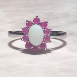 Vintage Ruby Opal Silver Ring Sterling image 10