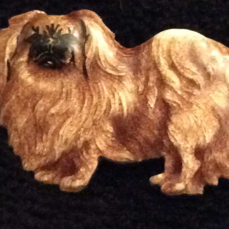 Gold Pekingese Dog Brooch main image 1
