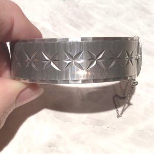 Antique Vintage Wide Silver Engraved Bangle - 1960’s