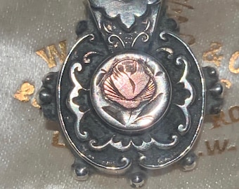 Antiekzilveren gouden roos-hanger