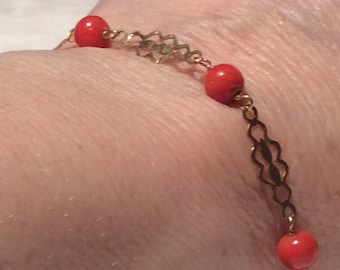 Antique Vintage Coral Gold Bracelet-18ct