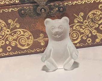 Antique Lucky Cracker Jack Seated Bear Glass Charm -1920s