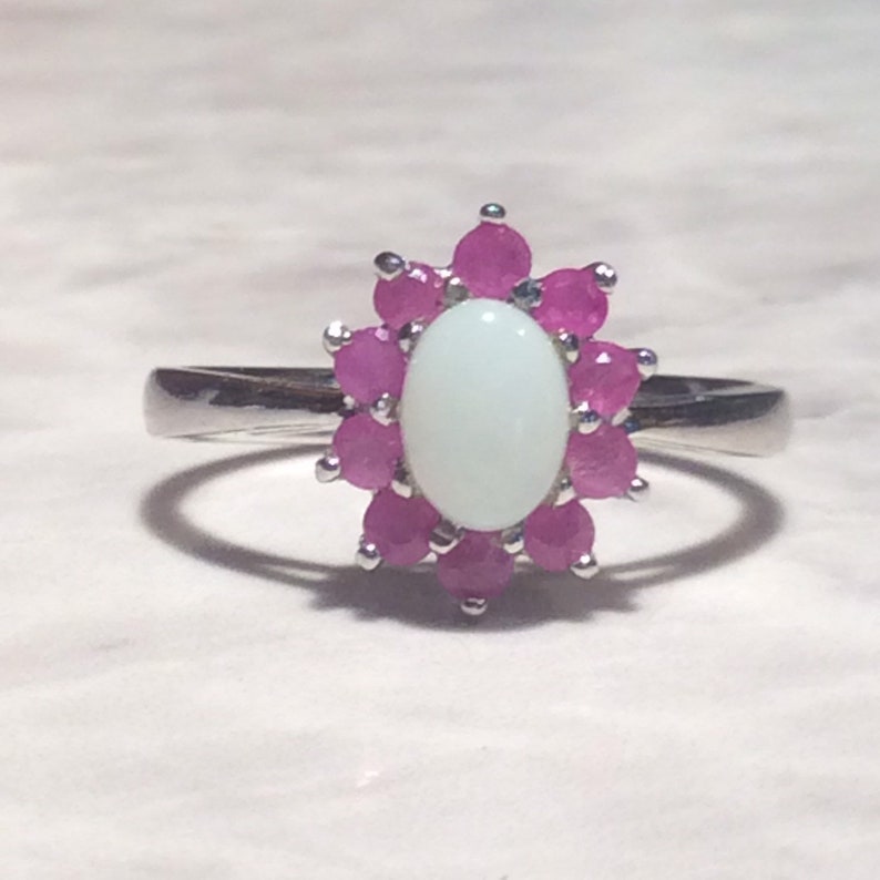 Vintage Ruby Opal Silver Ring Sterling image 5