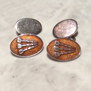 Vintage Darts Silver Enamel Cufflinks