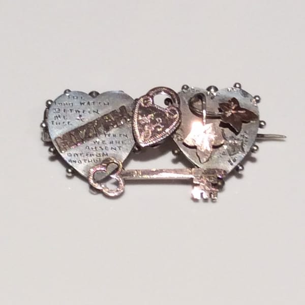 Clé antique de l’amour de mon cœur Broche Mizpah en or argenté