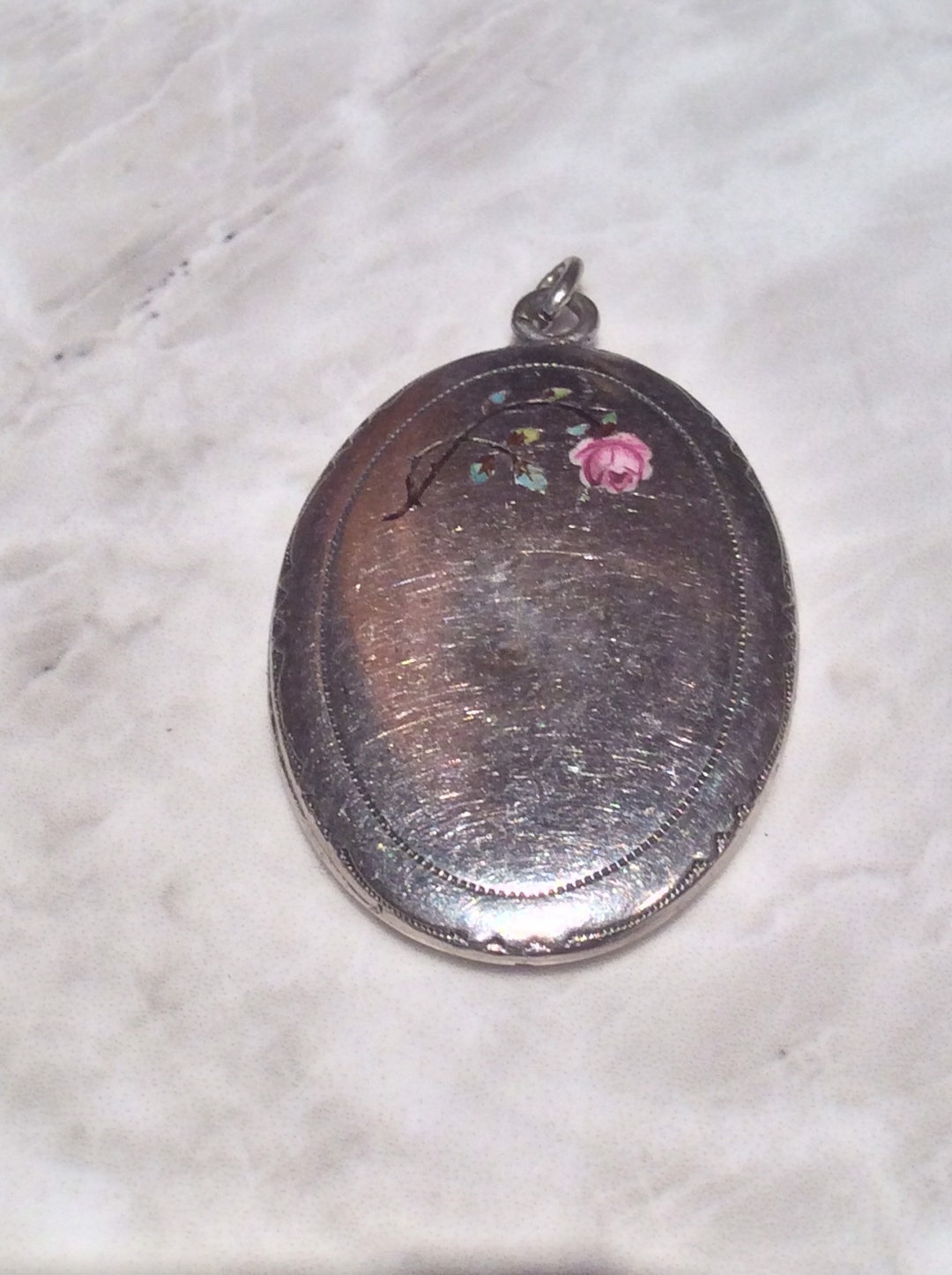 Antique Art Deco Alpacca Silver Enamel Pink Rose Pendant 1920s - Etsy