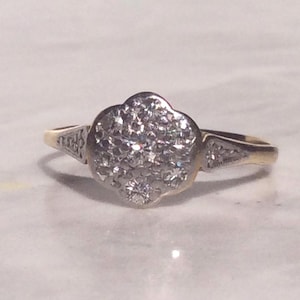 Antique Art Deco Diamond Daisy Gold Ring -18ct