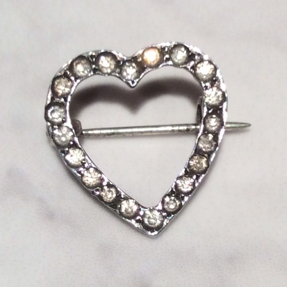 Broche Ancienne Vintage En Argent Massif 925 - Pierres De Strass, Vers 1880, Occasion