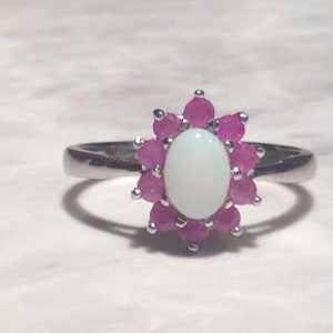 Vintage Ruby Opal Silver Ring Sterling image 4