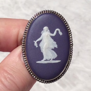 Antique Vintage Blue Wedgwood Silver Brooch -1977
