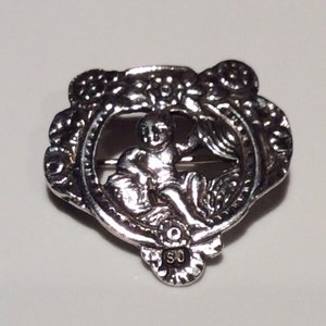 Antique Putti Cherub Silver Brooch