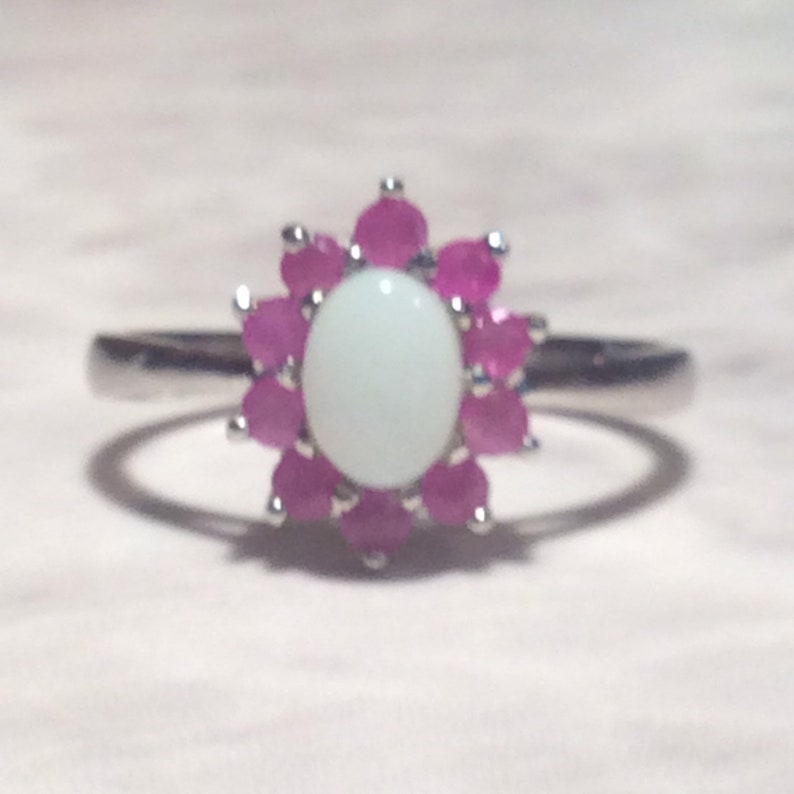 Vintage Ruby Opal Silver Ring Sterling image 6