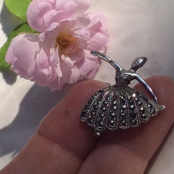 Antique Vintage Ballerina Silver Brooch - 1950’s