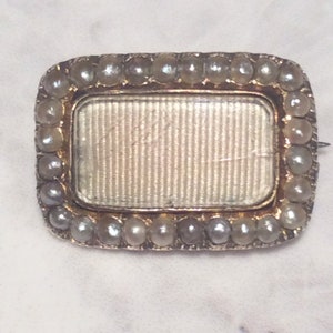 Antique Georgian/Victorian Mourning Gold Pearl Brooch