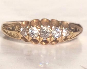 Antique Diamond Five Stone Gold Ring -18ct