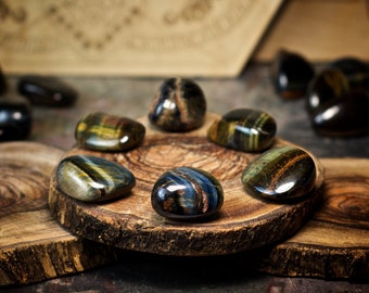 Six (6) Blue Tiger Eye Crystals for Grids