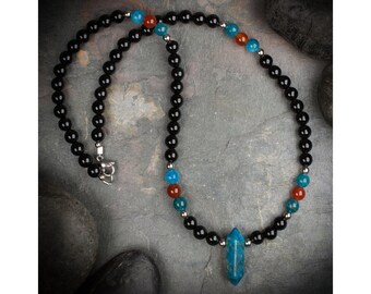 Halskette mit schwarzem Onyx und Karneol