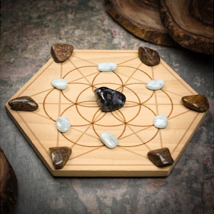 Bring the Magic Mini Crystal Grid Set with Merlinite, Aquamarine, & Bronzite | Mini Crystal Travel Grid | Crystal Grid Set