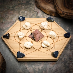Locken Sie Ihren Soulmate Mini Crystal Grid Set mit Rhodonit, Dumortierit und Magnesit | Crystal Grid Kit | Mini Travel Grid