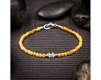 Gold Rutilated Quartz and Herkimer Diamond Faceted Mini Crystal Bracelet
