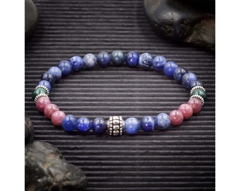 Braccialetto per il sollievo dall'insonnia con sodalite, lepidolite e diaspro sanguigno