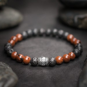 Root Chakra Aromatherapy Bracelet with Mahogany Obsidian | Chakra Crystal Bracelet | Chakra Lava Rock Stone Bracelet