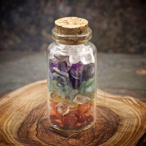 7 Chakra Mini Crystal Blend in Glass Bottle | Crystals to Balance your Chakras | Chakra Stones | Chakra Crystals