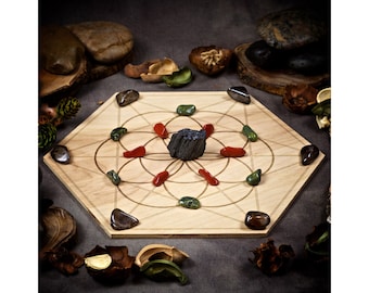 Large Protection and Grounding Crystal Grid Set | Your choice of 12 inch Wood Grid Board