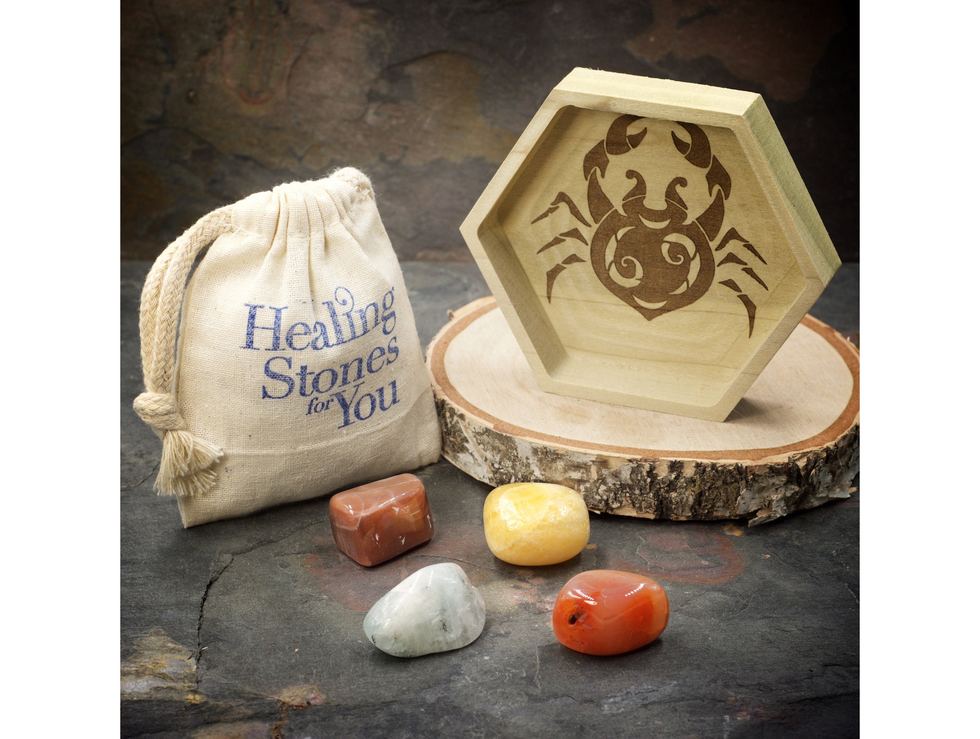 Cancer Zodiac Sign Crystal Set With Optional Wood Dish - Etsy