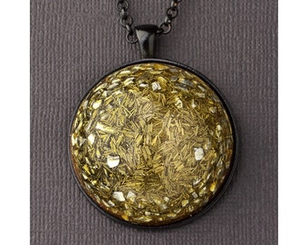 Brass and Aluminum Orgonite Dome Pendant Necklace