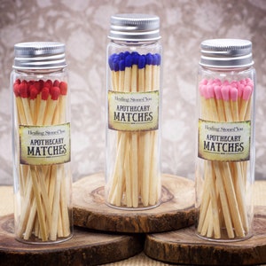 Long Apothecary Matches in Glass Jar - Multiple colors to match your decor - Use to light our Custom Smudge Blends or Sage Sticks