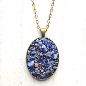 Sodalite Druzy Pendant | Handmade Sodalite Talisman Necklace | Handmade Sodalite Crystal Necklace