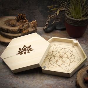 Mini Crystal Travel Grid with Seed of Life | 6 inch Sacred Geometry Mini Travel Grid Board | Mini Crystal Grid Board | Mini Stone Grid Board