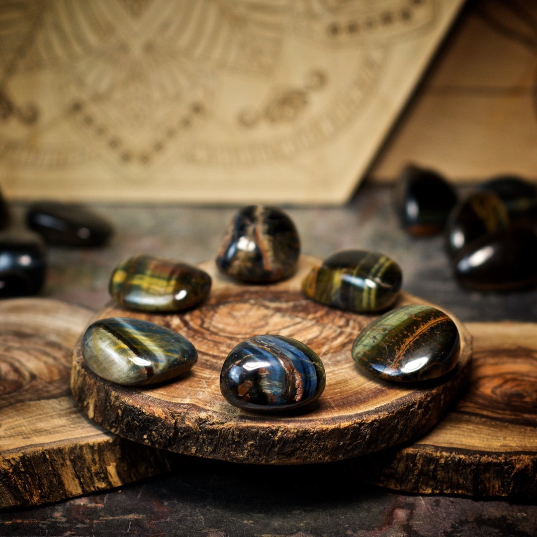 Six 6 Blue Tiger Eye Crystals for Grids Crystal Sets for Grids Crystal Healing Grid Kits Crystal