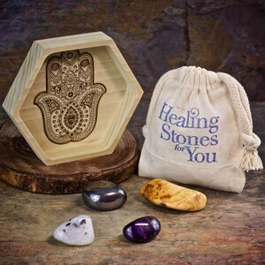Safe Travels Crystal Intention Set with optional Wood Dish | Crystal Gift Set | Crystals for Safe Travel