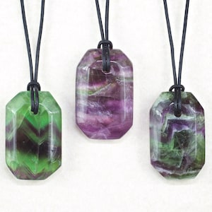 Faceted Rainbow Fluorite Double Sided Pendants | Fluorite Necklace | Choose the exact Pendant you want | Helps Heighten Intuitive Powers